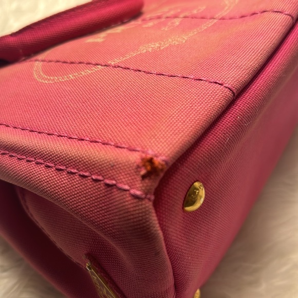 PRADA Canapa Shoulder Bag Hand Bag Canvas Pink Ladies From Japan GUC - Picture 8 of 12